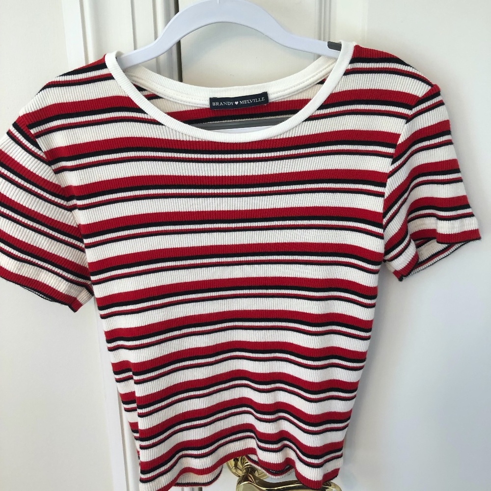 Red and Black Stripped Brandy Melville Top